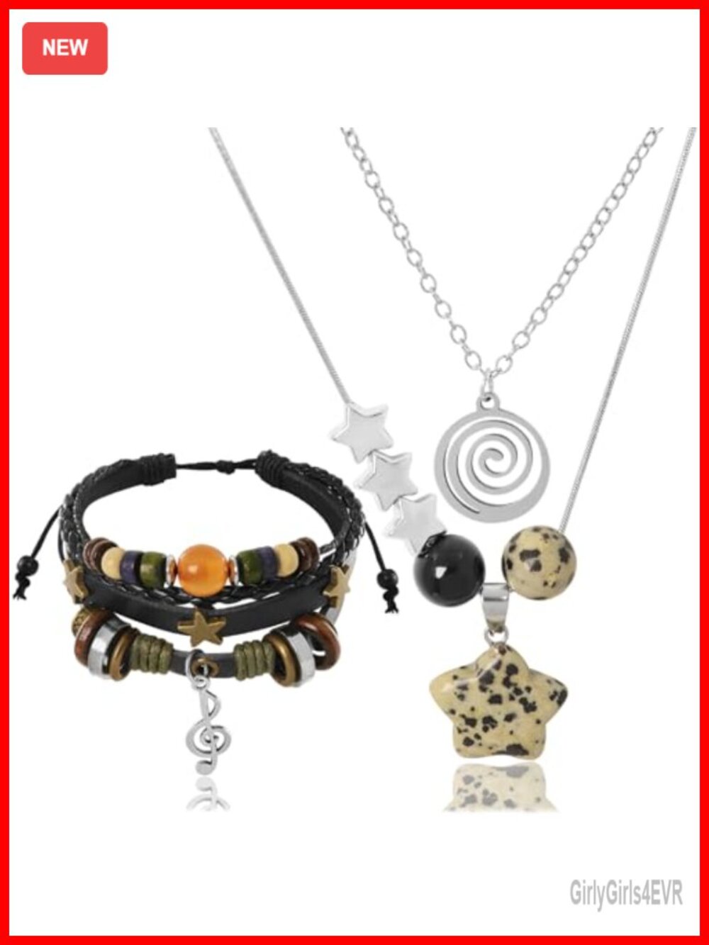 Multilayer Y2K Star Necklace Fairy Grunge Bracelet Set Handmade Punk